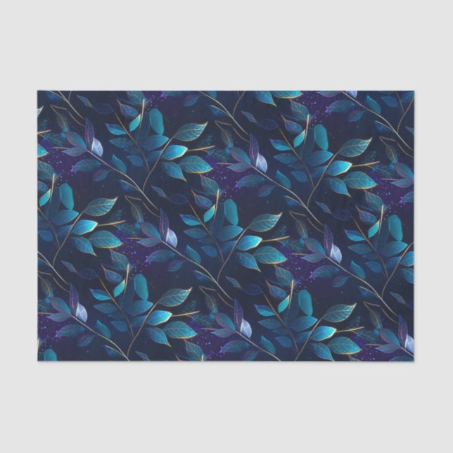 Blumenzettel für blaue Blätter Seidenpapier (Vorderseite)