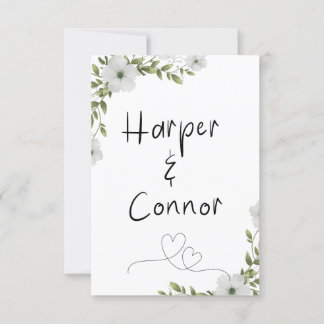 Blumenzettel, Hochzeitsfeier, Botanische Hochzeit Einladung