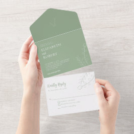 Blumenzettel Hochzeitsskript Elegant Einfach All In One Einladung