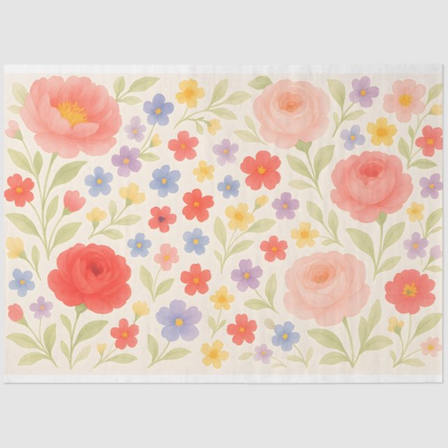 Blumenzettel - Weißfarbenpapier Seidenpapier (Vorderseite)