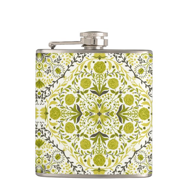 Blumenziegel in grün flachmann (Vorderseite)