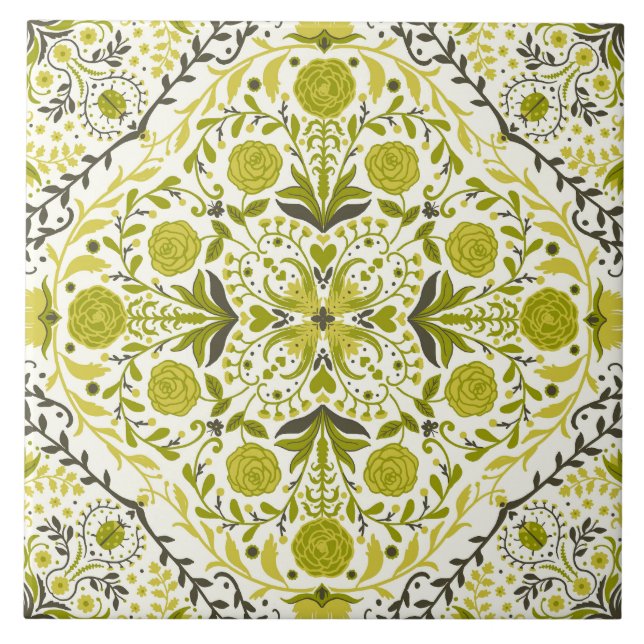 Blumenziegel in grün fliese (Vorderseite)