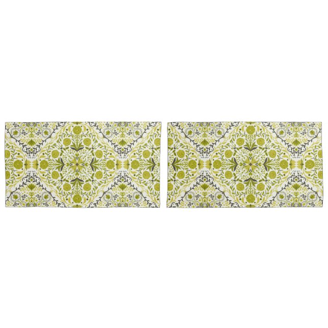 Blumenziegel in grün kissenbezug (Vorderseite-Set)