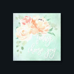 Blumenzitat Leinwanddruck<br><div class="desc">Lassen Sie sich mit diesem inspirierenden Zitat "Heute,  erleben Sie Freude" auf einem hübschen Blumenstrauß mit Rose und Pfannkuchen in Pfirsich- und Rosatönen inspiriert. Der kontrastierende Aquahintergrund hat eine Grunge Textur,  die dem Design Tiefe und Interesse verleiht.</div>