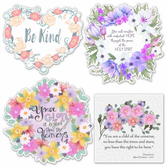 Blumenzitate | Aquarellfarbene Blume Aufkleber (Vorderseite)