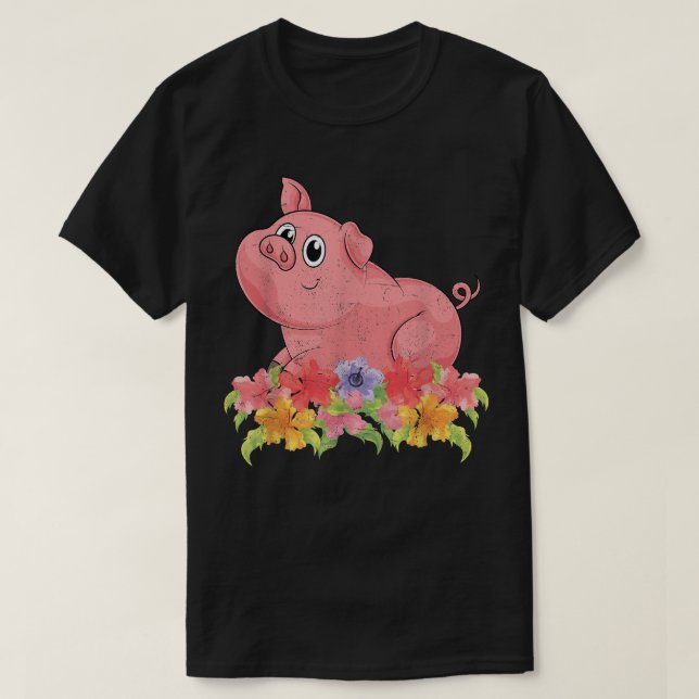 Blumenzucht Tierischer Bauer Tiere Blume Schweinef T-Shirt (Design vorne)