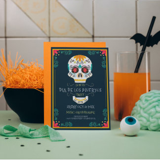 Blumenzucker Schädel Dia De Los Muertos Einladung