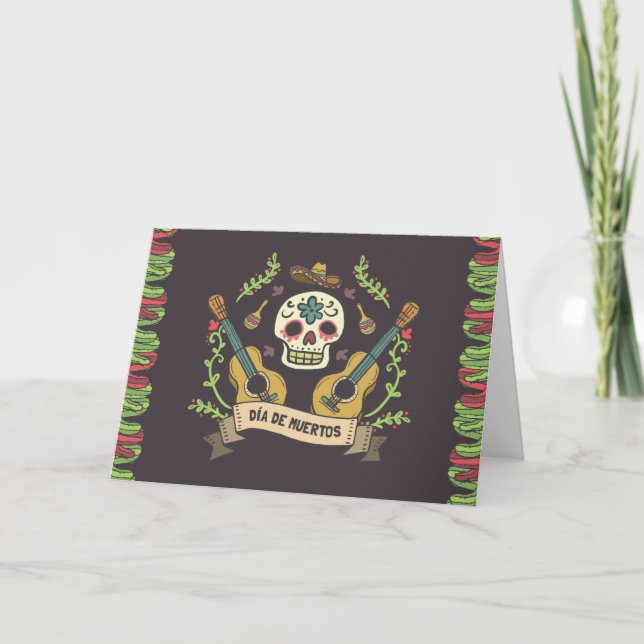 Blumenzuckerkarte Dia de Muertos Karte (Vorderseite)