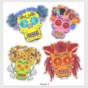Blumenzuckerschädel Aufkleber