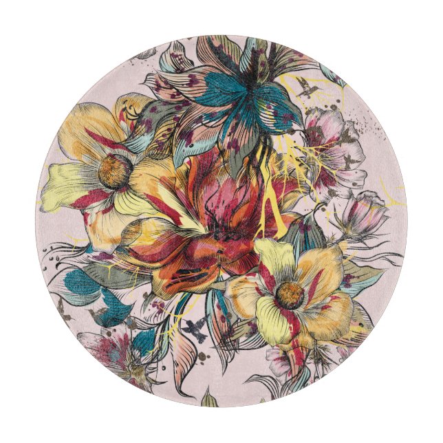 Blumenzuschnitt Schneidebrett (Vorderseite)