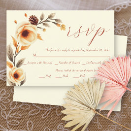 Blumenzweig mit pfirsichfarbenen Blume Hochzeit im RSVP Karte