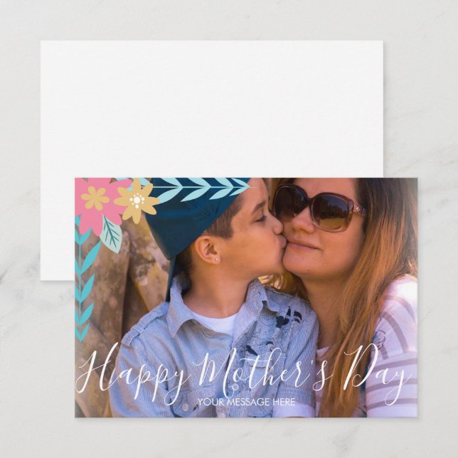 Blumenzweige Greenery Happy Mother Day Card Karte (Vorne/Hinten)