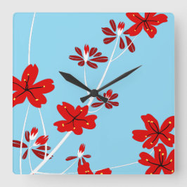 Blumenzweige Quadratische Wanduhr