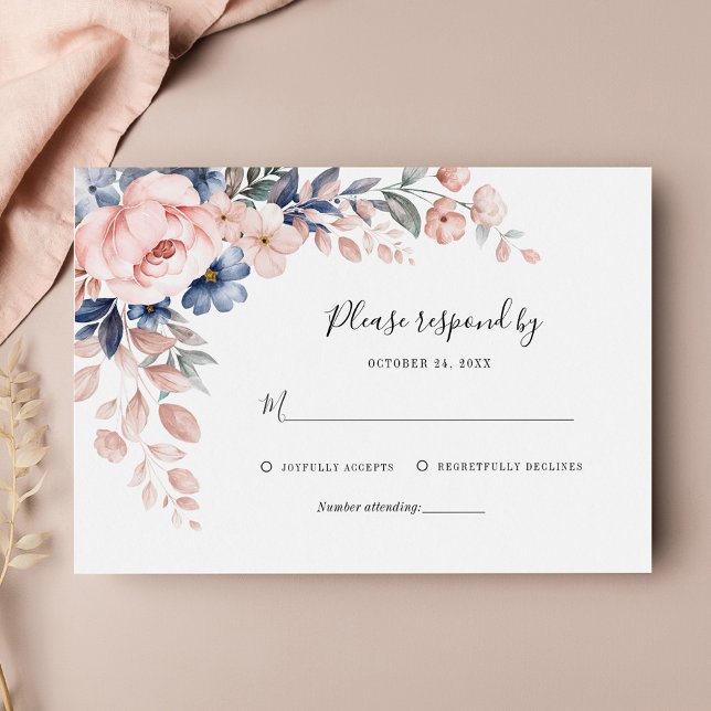 Blumenzwiebelblume RSVP Karte (Floral Pink Watercolor Wedding RSVP Enclosure Card)