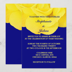 Blumenzwiebelblüten Rose Golden Yellow Navy Einladung