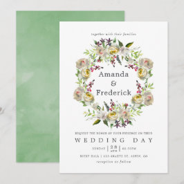 Blumenzwiebelblütenhochzeit in Weiß und Grün Einladung