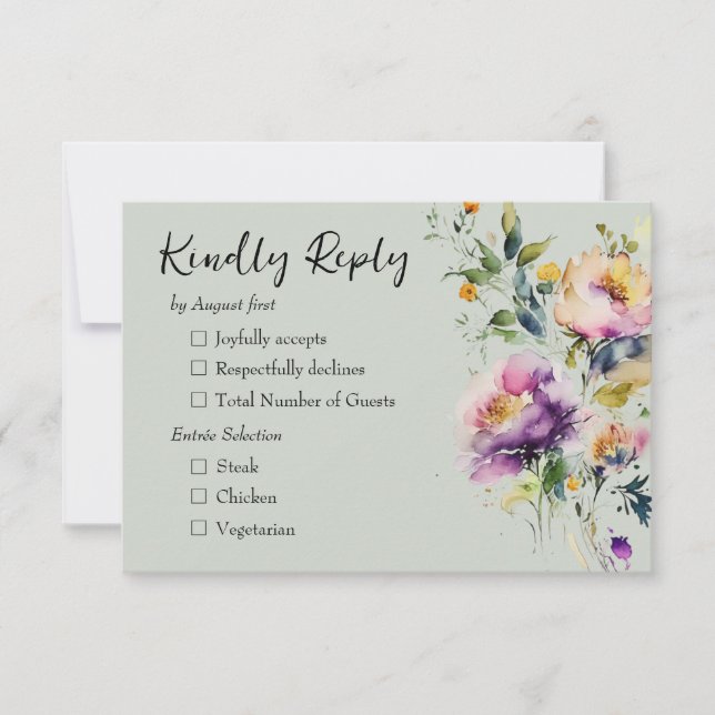 Blumenzwiebelhochzeit RSVP Karte (Vorderseite)