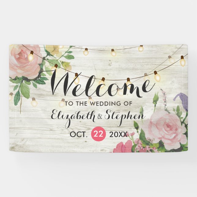 Blumenzwiebelleuchten Hochzeitswillingsbanner Banner (Horizontal)