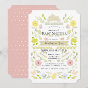 Blumenzwiebeln Blätter Pink Virtual Baby Dusche Einladung