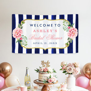 Blumenzwiebeln Brautparty Navy Blue Streifen Banner