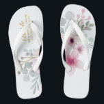 Blumenzwiebeln Flipflops BRIDE Boho<br><div class="desc">Fügen Sie die Rolle der Brautparty-Mitglieder, Paare verheirateten Namen und Hochzeitsdatum zu diesen eleganten Sommerstrandhochzeiten Flipflops.</div>