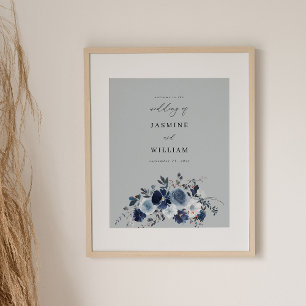Blumenzwiebeln in Blau und Navy - Begrüßung in Bla Poster