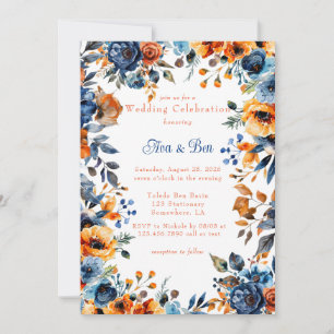 Blumenzwiebeln und Orangefarbene Hochzeiten Einladung