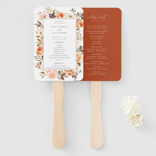 Blumenzwiebelprogramm "Earthy Autumn Floral Weddin Fächer (Vorne und Hinten)