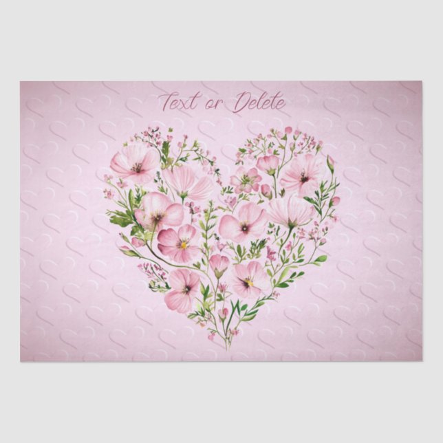Blumenzwirnpapier für rosa Herz Seidenpapier (Vorderseite)