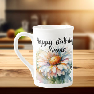 Blumig Alles Gute zum Geburtstag Mama Personalisie Prozellantasse