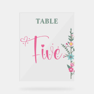 Blumig Elegant Liebe Hochzeit Tisch Nummer ZWEI Acrylschild