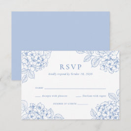 Blumig elegante blaue Hortensien-Hochzeits-RSVP Einladung