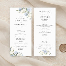 Blumig elegante blaue Hortensien-Hochzeitsprogramm Programm