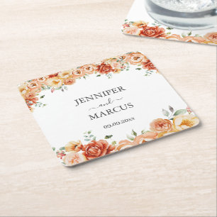 Blumig elegante Hochzeitspapieruntersetzer Rechteckiger Pappuntersetzer
