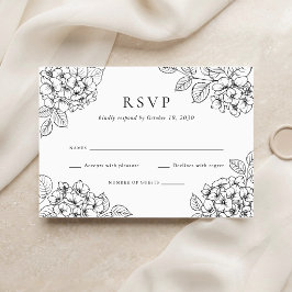 Blumig Elegante Hortensien-Hochzeits-RSVP Einladung
