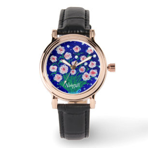 Blumig handbemalte stilvolle eWatch-Uhr Armbanduhr