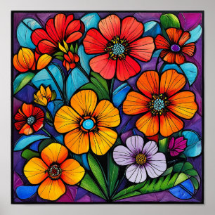 Blumig Helles Botanisches Wohndekor Poster