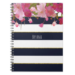 Blumig mit falschem Goldglitter Moderne Eleganz Notizblock