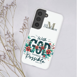Blumig mit Gott sind alle Dinge Monogramm Name hin Samsung Galaxy Hülle