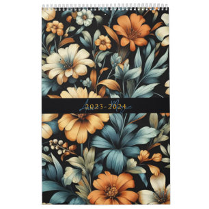 Blumig rustikal vintage elegant schwarz kalender