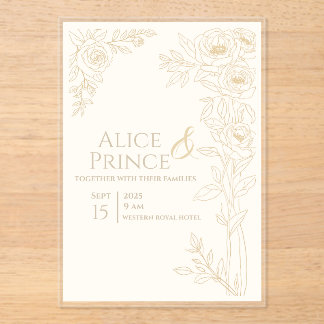 Blumige Acryl-Einladung Hochzeit editierbar Acryleinladungen