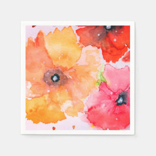 Blumige Aquarell-Cocktailservietten   Gartenparty Serviette