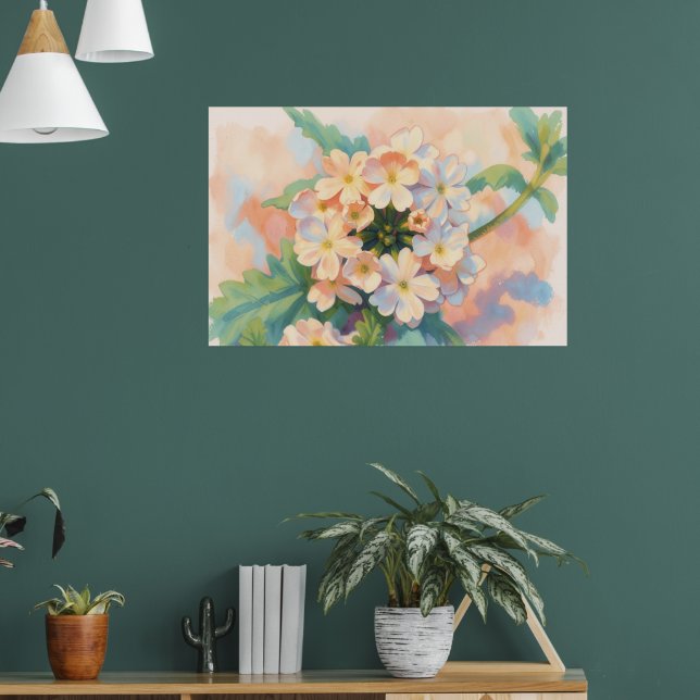 Blumige Blumen-Wasserfarben-Kunstposter Poster (Wohnzimmer 1)