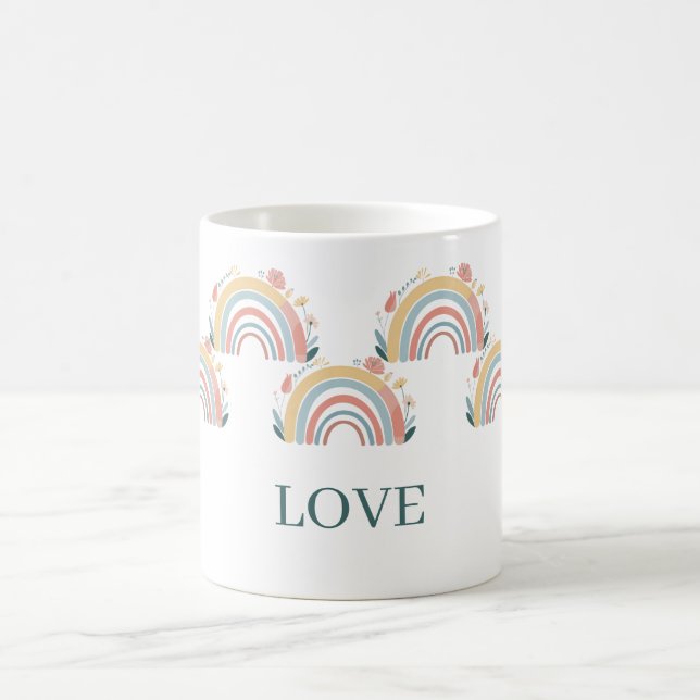 Blumige Boho-Regenbogen-Klassische Kaffeetasse (Mittel)