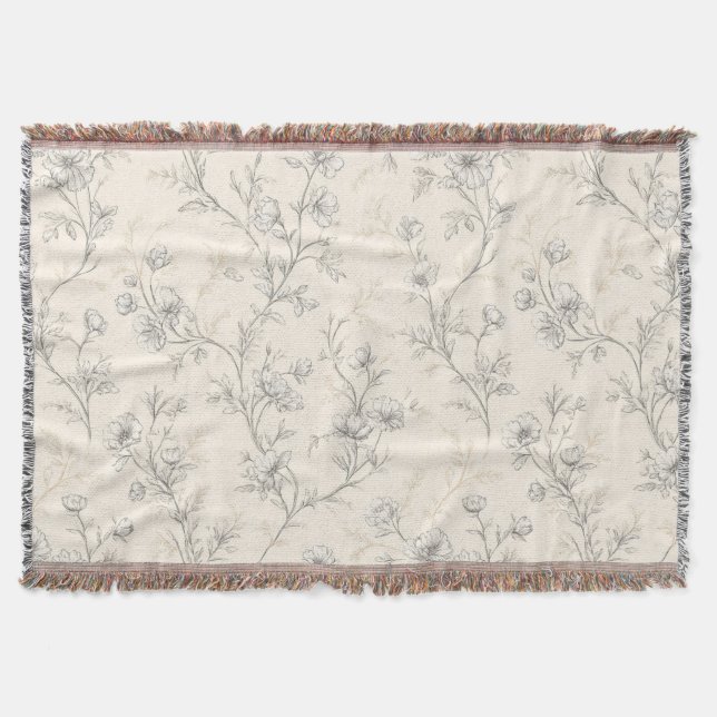 Blumige Creme-Chic Decke (Vorderseite)