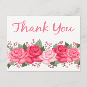 Blumige Dankeschön-Rosen Blumen Rosa Weiß Hochzeit Postkarte
