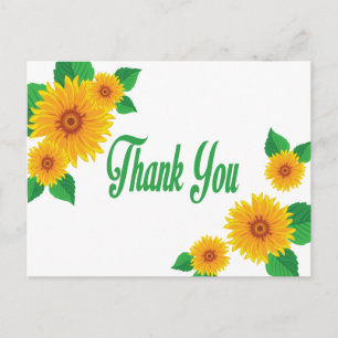 Blumige Dankeschön Sonnenblumen Gelbe und Grüne Bl Postkarte