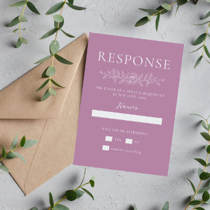 Blumige Einfachheit 1 Lavendel Minimale Hochzeit RSVP Karte