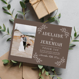Blumige Einfachheit 2 Pilz Taupe Hochzeit Dankeskarte