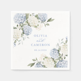 Blumige Elegante Blaue Hortensien Grün Hochzeit Serviette